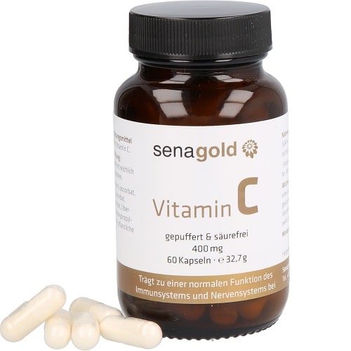 Senagold Vitamin C 400 mg Kapseln - gepuffert & Säurefrei - 3x60 Kapseln Senagold Vitamin C 400 mg Kapseln - gepuffert & Säurefrei - 3x60 Kapseln