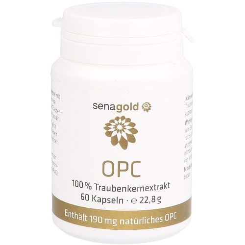 Senagold OPC Kapseln nativ - hochdosiert, vegan, frei von Zusatzstoffen - 100% reiner Traubenkernextrakt - 3x60 Kapseln